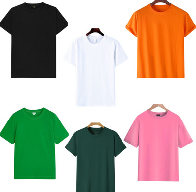 TTFE Solid Men Round Neck Multicolor T-Shirt