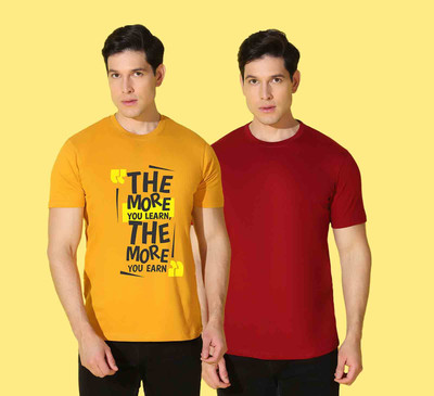 WOOSTRO Printed Men Round Neck Multicolor T-Shirt