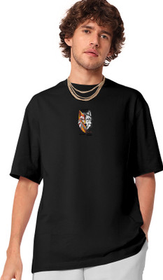 FIONAA TRENDZ Printed Men Round Neck Black T-Shirt
