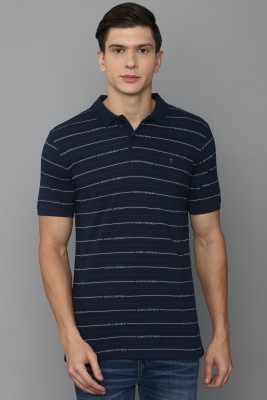 LOUIS PHILIPPE Striped Men Polo Neck Navy Blue T-Shirt