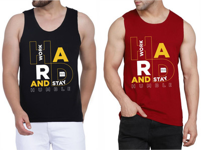 WOOSTRO Typography Men Scoop Neck Black, Maroon T-Shirt