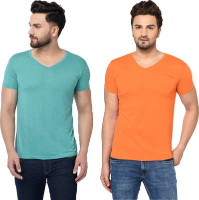 Tresna Fab Solid Men V Neck Multicolor T-Shirt