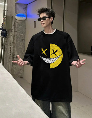 TowLine Graphic Print Men Round Neck Black T-Shirt