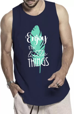 WOOSTRO Printed Men Round Neck Dark Blue T-Shirt