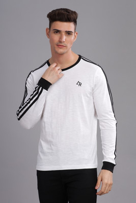 ADRO Solid Men Round Neck White T-Shirt
