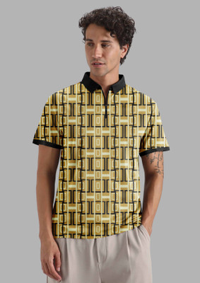 FTX Printed Men Polo Neck Yellow T-Shirt