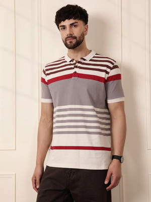 WROGN Striped Men Polo Neck Multicolor T-Shirt