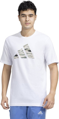ADIDAS Solid Men Round Neck White T-Shirt