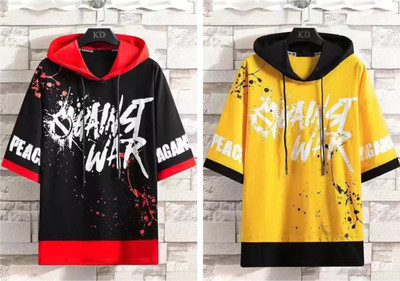SM SHAYAM CREATION Printed, Typography Men Hooded Neck Multicolor T-Shirt