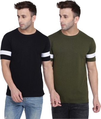 JOYCOOTS Solid Men Round Neck Green, White, Black T-Shirt