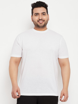 Adobe Solid Men Round Neck White T-Shirt