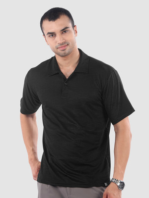 BEYOUNG Striped Men Polo Neck Black T-Shirt
