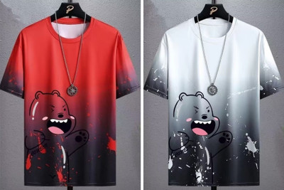 HouseOfCommon Printed Men Round Neck Red, White T-Shirt