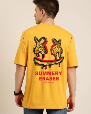 mascari Printed, Self Design Men Round Neck Yellow T-Shirt