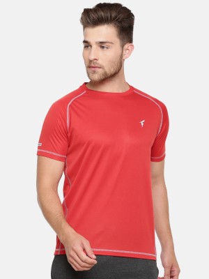 Bareblow Solid Men Round Neck Red T-Shirt