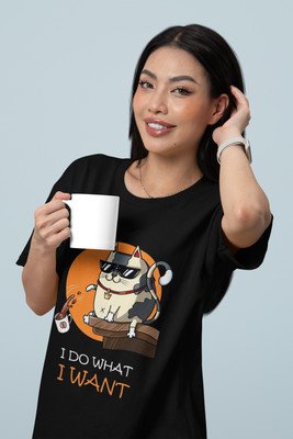 Clori Solid Women Round Neck Black T-Shirt