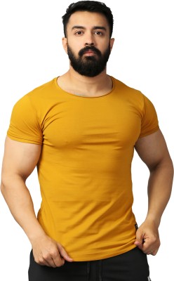 FuaarK Solid Men Scoop Neck Yellow T-Shirt