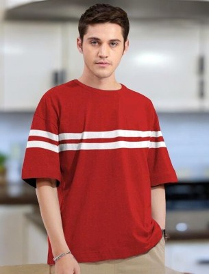 FAOES Solid Men Round Neck Red T-Shirt