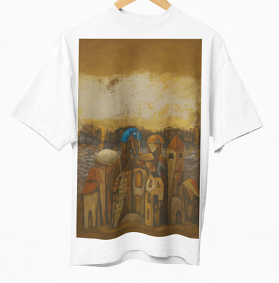 Art of Shravika Printed Men Round Neck White T-Shirt