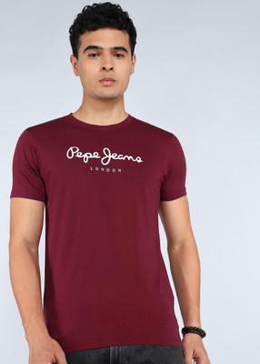 Pepe Jeans Graphic Print Men Round Neck Red T-Shirt