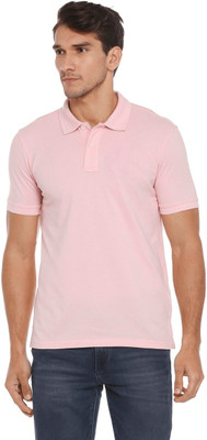 Tdoc Solid Men Polo Neck Pink T-Shirt