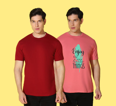 WOOSTRO Typography, Solid Men Round Neck Multicolor T-Shirt