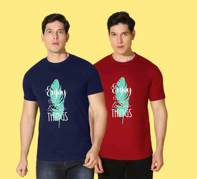 WOOSTRO Printed Men Round Neck Multicolor T-Shirt