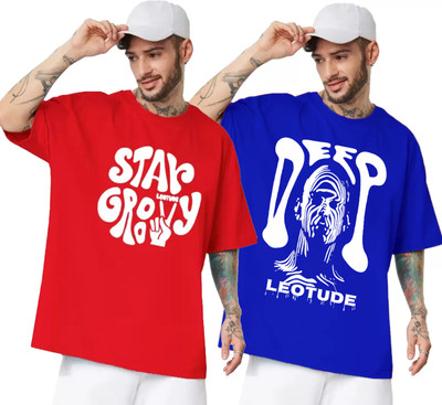 Leotude Printed Men Round Neck Multicolor T-Shirt