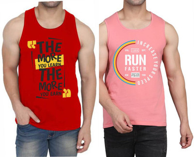 WOOSTRO Printed, Typography Men Scoop Neck Red, Pink T-Shirt