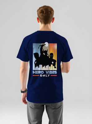 TheLyra Printed Men Round Neck Blue T-Shirt