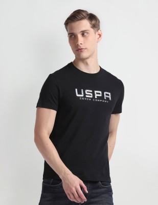 U.S. Polo Assn. Denim Co. Typography Men Round Neck Black T-Shirt