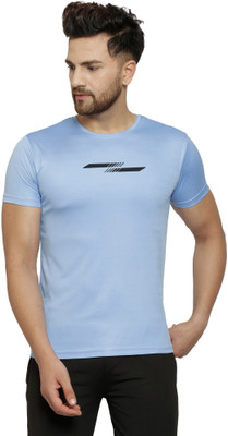 MISSILLE Solid Men Round Neck Blue T-Shirt