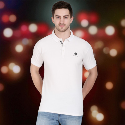 Faricon Trend Solid Men Round Neck White T-Shirt