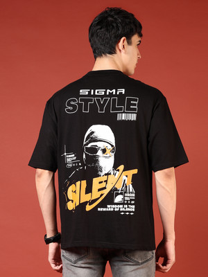 V-MART Printed Men Round Neck Black T-Shirt