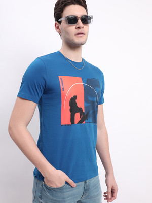 LEE Printed Men Round Neck Blue T-Shirt