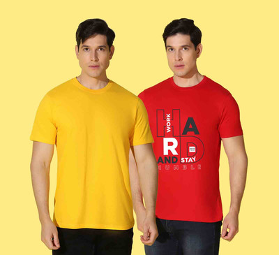WOOSTRO Typography, Solid Men Round Neck Multicolor T-Shirt