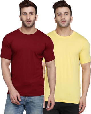 SLOWLORIS Solid Men Round Neck Multicolor T-Shirt