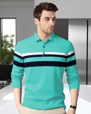 Autna Printed Men Polo Neck Blue T-Shirt