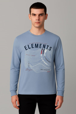 SAND PIPER Printed Men Round Neck Light Blue T-Shirt