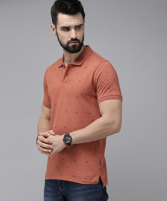 Roadster Printed Men Polo Neck Red T-Shirt