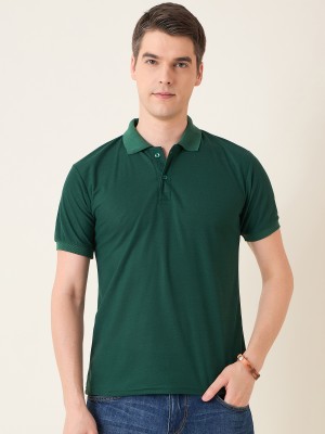 Mast & Harbour Solid Men Polo Neck Green T-Shirt