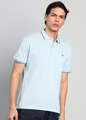Raymond Solid Men Polo Neck Light Blue T-Shirt
