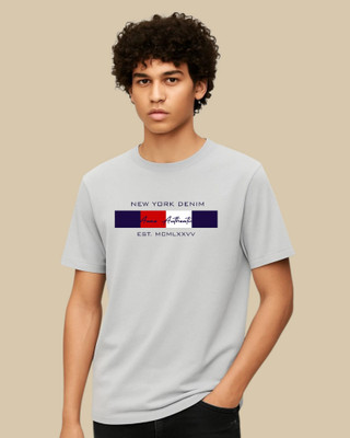 DRIPTHREAD Printed Men Round Neck Grey T-Shirt