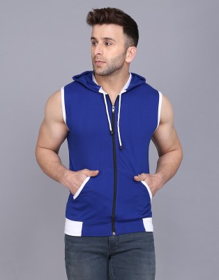 ELABOT Colorblock Men Hooded Neck Blue, White T-Shirt