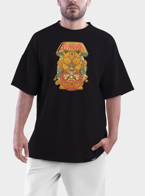 Hippie Shippie Graphic Print Men Round Neck Black T-Shirt