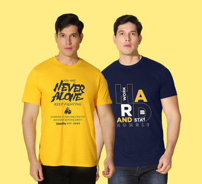 WOOSTRO Printed Men Round Neck Multicolor T-Shirt