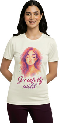 Aasha-Kriti Graphic Print Women Round Neck White T-Shirt