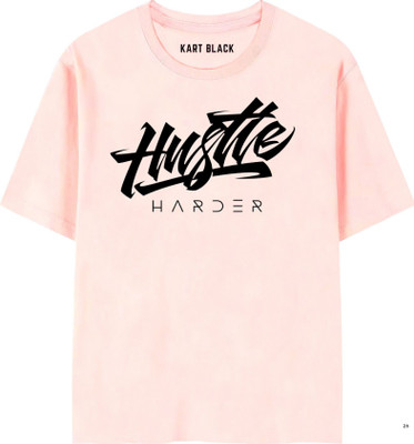 KART BLACK Self Design Men Round Neck Pink T-Shirt