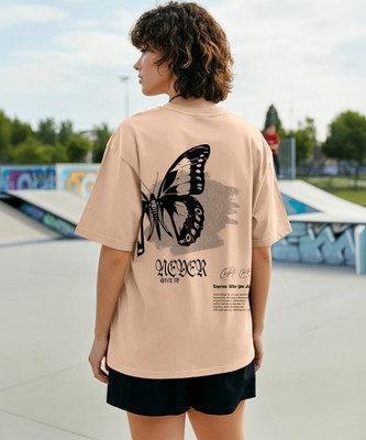 BEWAKOOF Graphic Print Women Round Neck Brown T-Shirt