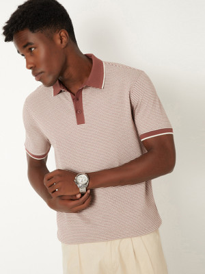 MAX Printed Men Round Neck Brown, White T-Shirt